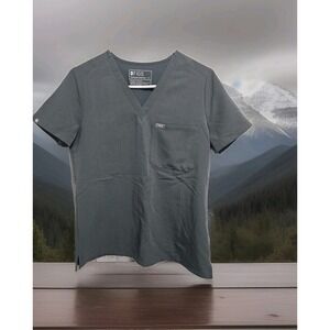 FIGS Technical Collection Casma V Neck Scrub Top Womens S Green